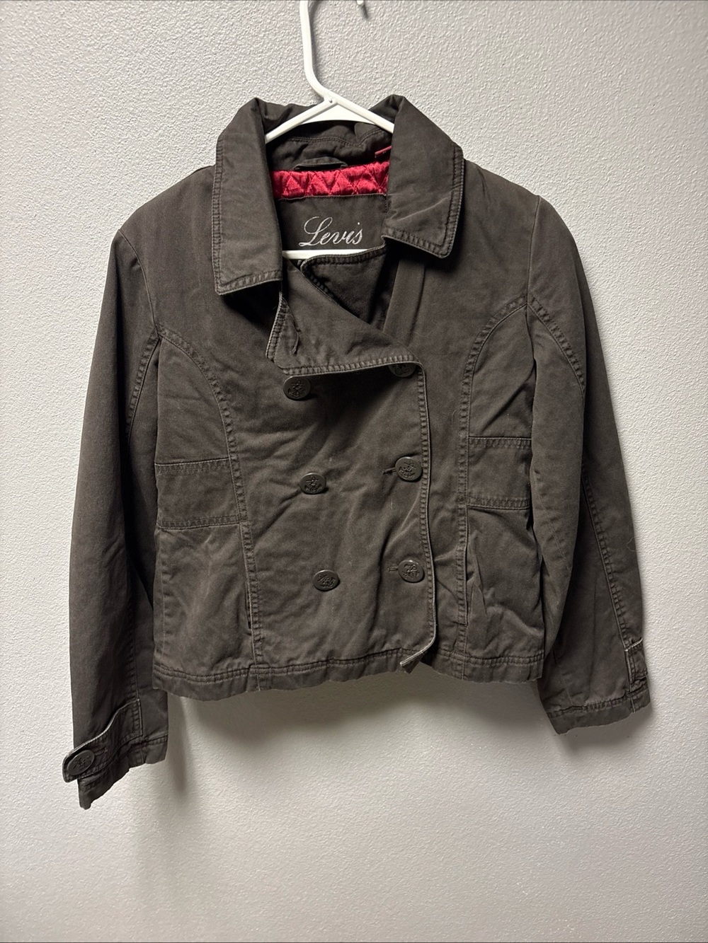 Vintage Levi’s “The Two Horse Brand” Brown Jean Jacket W/ Red Puffer Quilt Insid